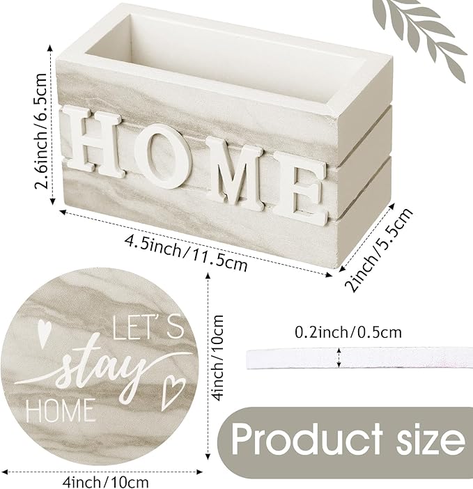 Queekay Coasters Set of 6 House Warming Gifts New Home Wooden Farmhouse Drink Coasters with Holder 4'' Funny Decoration for Kitchen Family Coffee Bar Tabletop Protection(Brown Marble)