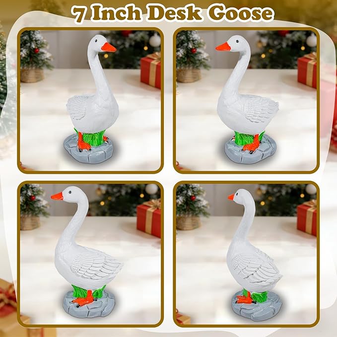 Exasinine Desk Goose Figurine 7 Inch Desk Goose Statue for Office Table Decor Home Decoration
