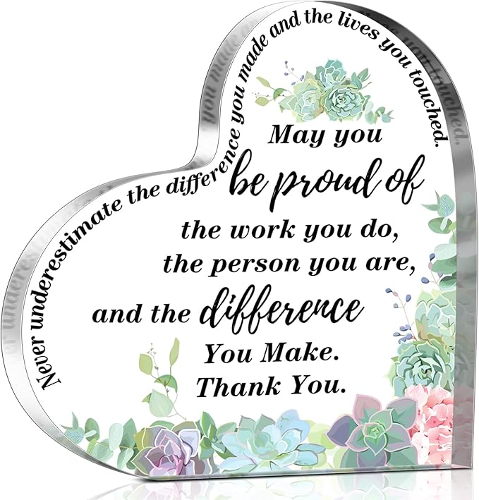 Yinder Thank You Gifts for Women Appreciation Gifts for Coworker Employee Nurse Teacher Leader Boss Inspirational Quotes Acrylic Desk Decor for Home Office Farewell Retirement