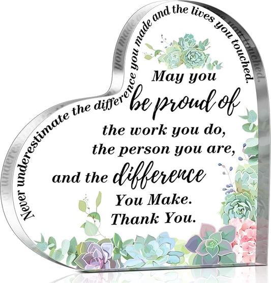 Yinder Thank You Gifts for Women Appreciation Gifts for Coworker Employee Nurse Teacher Leader Boss Inspirational Quotes Acrylic Desk Decor for Home Office Farewell Retirement