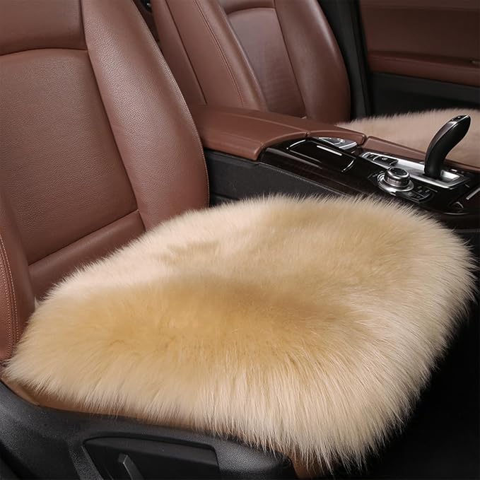 Luxury Beauty 2Pack Real Sheepskin Chair Pad 18"*18" Khaki Brown | All-Season Natural Wool Soft like Cloud For Tables Chair Dressing Chair Car Seat Office Chair Dining Chair