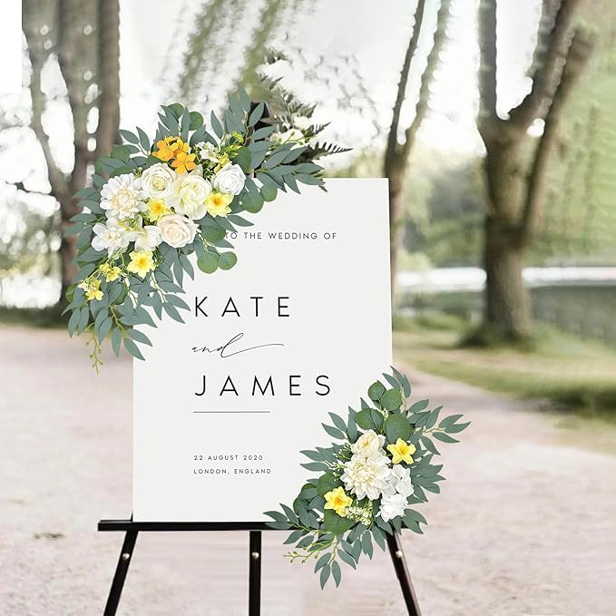 Yellow White Artificial Arch Flowers for Wedding, Party Backdrop Decor, Bridal Shower, Baby Shower and Reception (Yellow)