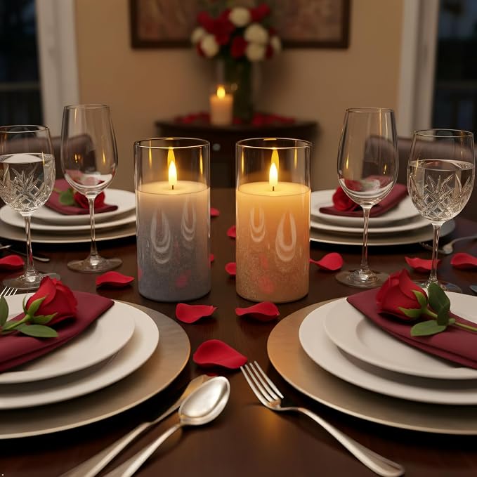 LinYang Vanilla Scented Flameless LED Candles, Set of 3 | Luxury Sented Flameless Candle Set