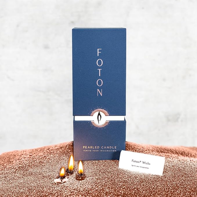 Foton Pearled Candle Colored 18 Oz - Desert Rose Unscented Non Toxic Luxury Long Lasting Powder Candles up to 120 Hours - Refillable Candle Sand with 30 Wicks for Candle Making