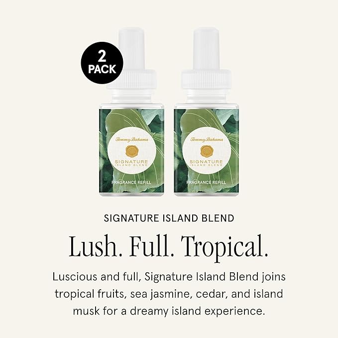 Pura & Tommy Bahama Home Scent Refill - Smart Home Air Diffuser - Premium Fragrance in Every Refill - Household Essential - Diffuser Fragrance - 2 Pack, Signature Island Blend
