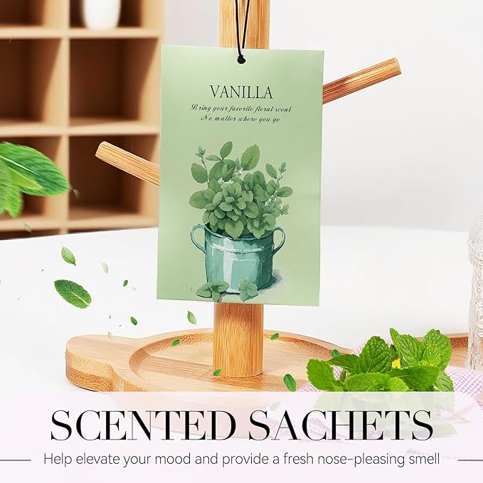 Vanilla Scented Sachet Bags - 12 Pack Drawer & Closet Freshener, Long Lasting Odor Eliminator for Wardrobes, Cars & Storage, Home Fragrance Air Freshener Sachets