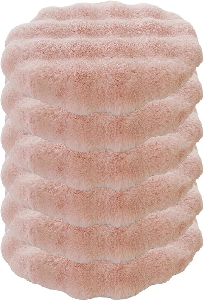 Lifup 6 Pack Round Chair Pads Memory Foam Seat Cushion Soft Cozy Plush Non Slip Thick Pad with Ties and Removable Cover for Dining Room, Office Pink 18 x 18 Inch