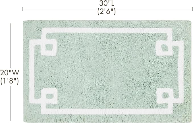 Madison Park Evan 100% Cotton Bathroom Rug Non Slip Backing-Luxrurious Tufted Plush Bath Mat Absorbent, Quick Dry, Spa Design Shower Room Décor, 20x30, Seafoam