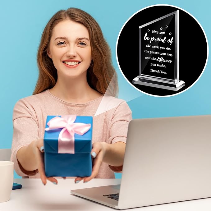 Yinder Thank You Gifts for Women Appreciation Gifts for Coworker Employee Nurse Teacher Leader Boss Inspirational Quotes Acrylic Desk Decor for Home Office Farewell Retirement