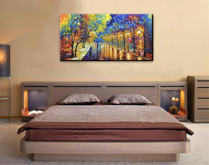 Tyed art- 60x30inch Large Wall Art Decor,Bedroom Office Wall Decor,Wall Art for Living Room, Hand painted Wall Art Oil Paintings Landscape Trees ,Modern Textured Wall Art, Colorful Abstract Artwork Picture, Modern canvas Wall Art
