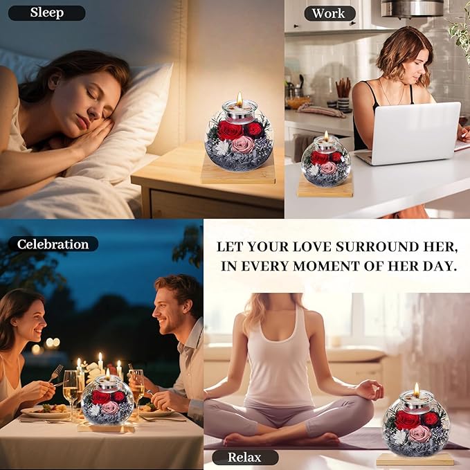 Mothers Day Rose Gifts for Mom Birthday Gift for Women Flowers for Delivery Preserved Flowers Forever Eternal Rose in Glass Dome Mothers Day Flower Gifts for Wife Grandma Sister from Daughter Red Gray
