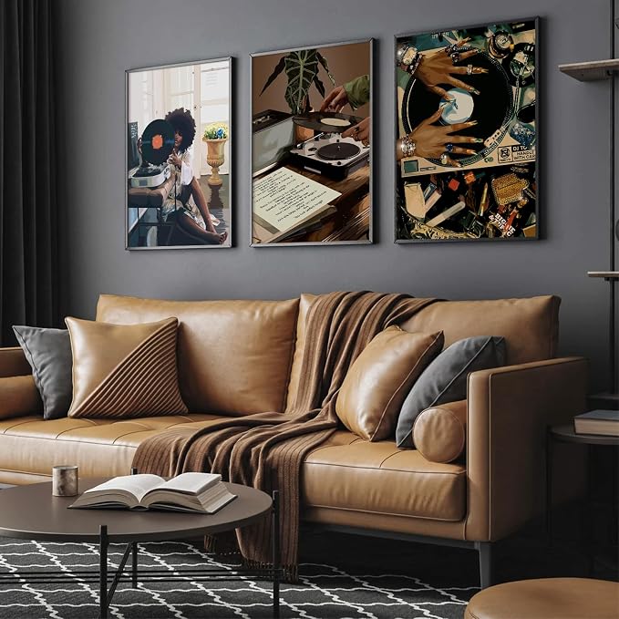 Black Woman Wall Art African American Women Canvas Wall Decor Black Girl Poster Fashion Female Wall Art Feminine Abstract Pictures Boho Prints for Bedroom Bathroom 12x16 Inch Unframed Set of 3