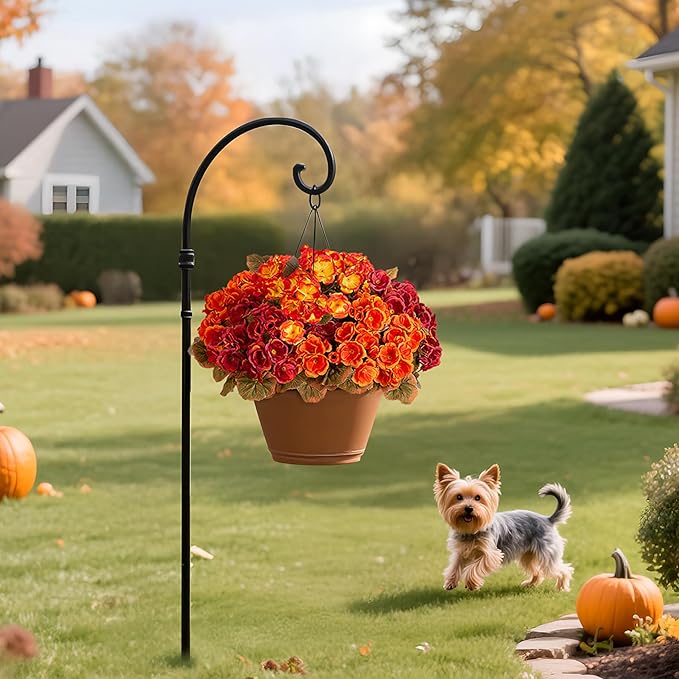 Ammyoo Fake Fall Flowers Artificial for Outdoors Decoration, 6 Bundles Faux Geranium Silk Flower Outside UV Resistant No Fade Artificial Floral for Home Garden Balcony Indoor Table Centerpieces Decor