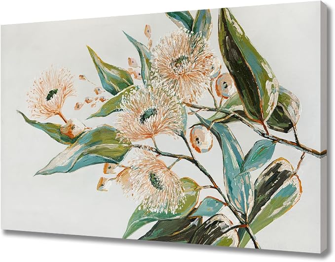 Green and Gold Wall Art Nature Wall Decor for Kitchen Bathroom Flowers Canvas Pictures Contemporary Framed Art 11x15 Inch Dining Room Decor