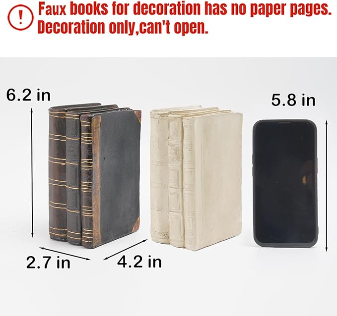 Decorative Books Coffee Table Books Decor - Resin Retro Classical Fake Decorative Books Set of 3 for Living Room, Office, Mantle Shelves Decor 4.2 * 2.7 * 6.2 Inch Guichifun