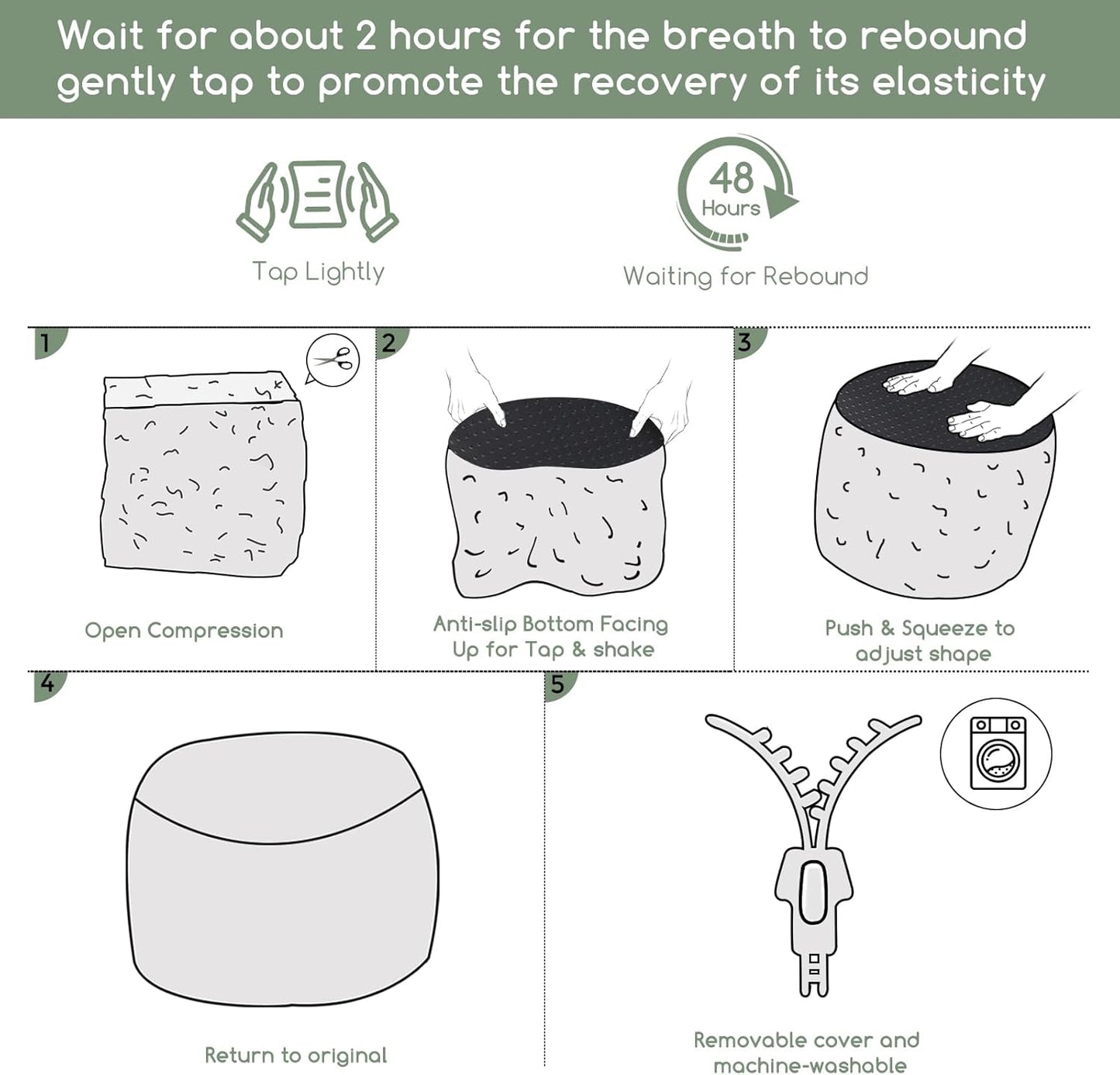 HIGOGOGO Round Stuffed Pouf Ottoman, Long Faux Fur Poufs with Foam Chunk Filling, Fluffy and Furry Pouf Foot Stool Storage Ottoman, 20 X 15 Floor Poufs Foot Rest for Living Room, Blue