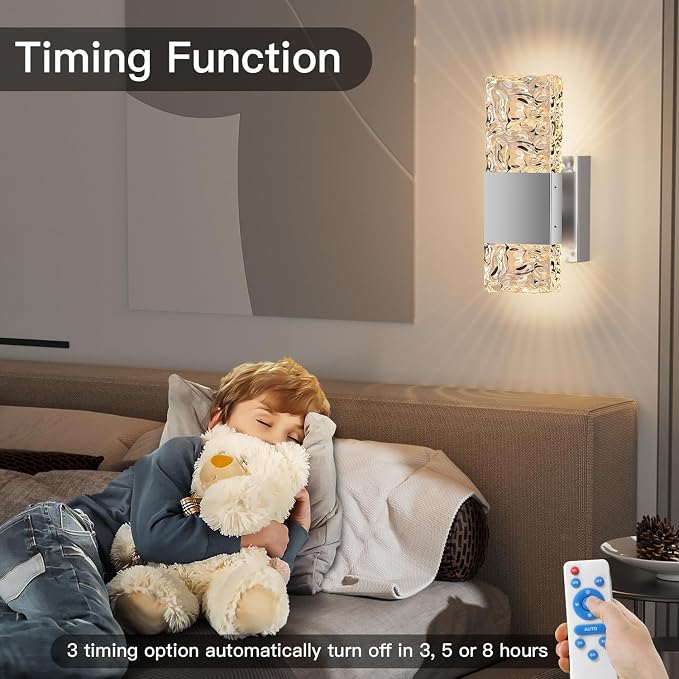 camuucci Battery Operated Wall Sconce Rechargeable Battery Powered 12000mAh Wall Light Indoor Not Hardwired Wall Lamp Fixtures for Bedroom Living Room 2Pack