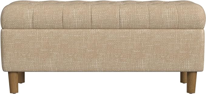 HomePop Ainsley 40" Storage Ottoman Bench - Oatmeal Textured Fabric