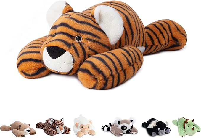 Niuniu Daddy 20" | 3.3 Pound Tiger Weighted Stuffed Animals for Adults, Stuffed Tiger Plush Toy for Toddler Teens Kids, Large Fluffy Plushy Pillow with Soft Fur for Present Christmas Birthday