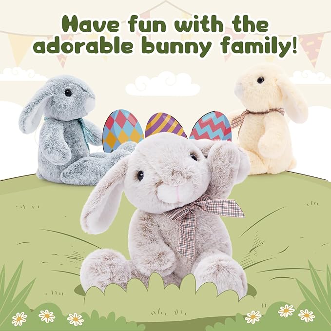 MaoGoLan 3Pcs Bulk Soft and Cuddly Easter Bunny Rabbit Plush, 14" Stuffed Bunny Gift for Kids, Boys, Girls, Party Decorations