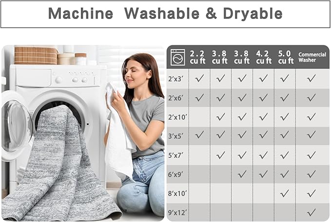 Srugn Washable Rugs 5x7 Area Rugs for Living Room,Rugs for Bedroom,Large Carpets,Ultra Soft Faux Wool Retro Dining Room Rug,Non Slip&Non-Shedding Low Pile Vintage Print Rug for Home Office-Grey Cream