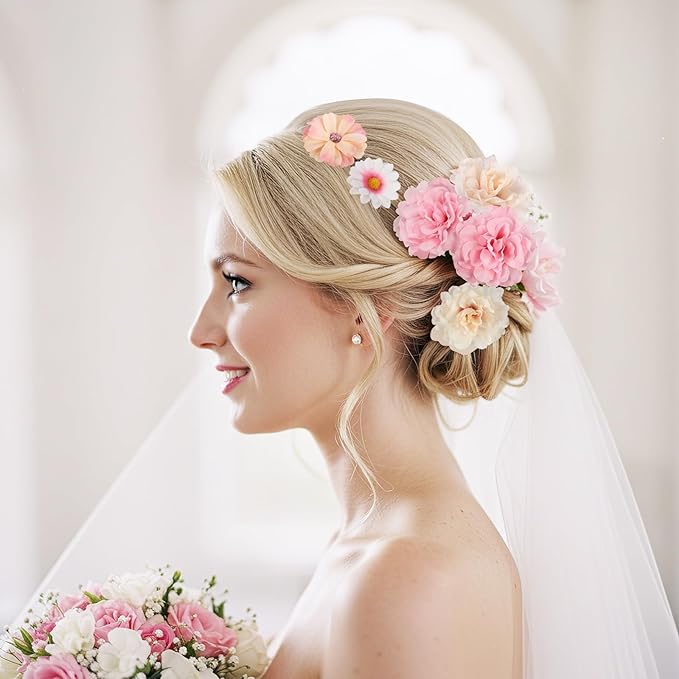 310Pcs Fake Flower Heads Mini Artificial Flower Bulk Silk Flowers for Decoration Small Faux Flower Heads Fabric Daisy Buds Floral for Crafts DIY Wedding Party Baby Shower Home Decor (Light Colors)