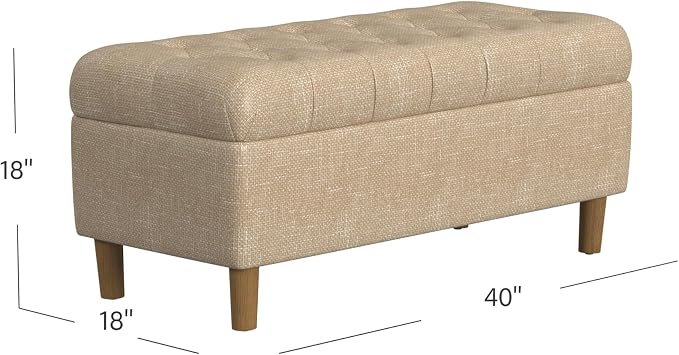 HomePop 40" Ainsley Button Tufted Storage Bench - Light Tan Textured Solid