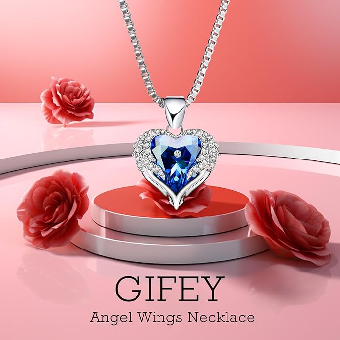 Valentines Day Gifts for Her - Preserved Real Blue Rose with Heart Necklace, Forever Flowers Gifts for Mom Grandma Wife Girlfriend at Christmas, Valentines, Mothers Day, Anniversary or Birthday Gifts for Women to Send Love