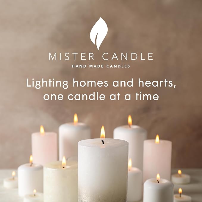 Mister Candle Dripless Unscented Black Pillar Candles, Set of 3 Hand Poured Solid Color Non-Scented Candles for Home Decor, Premium Wax, 60 Hr Burn Time - 3x4 Inch, Black