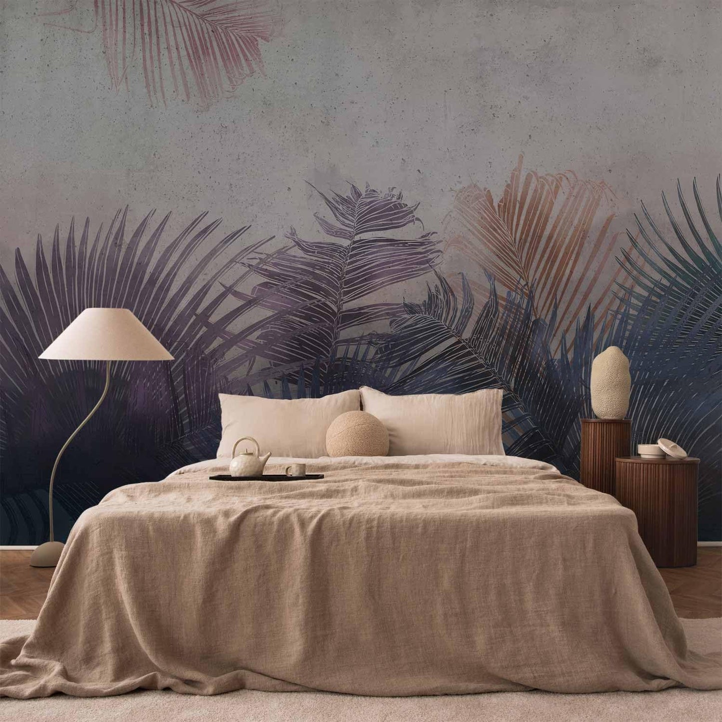 artgeist Wall Mural Jungle 98x69 in - XXL Non-Woven Wallpaper Fleece Wall Decor Photo Print Picture Image Design Leaves Botanical Nature Purple Grey b-A-0827-a-a