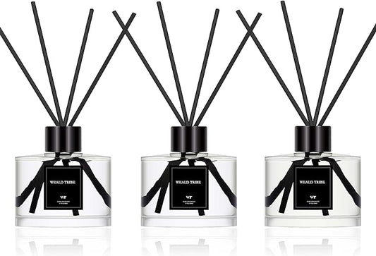 Reed Diffuser Set of 3 for Bathroom Shelf Decor, Sticks Diffuser with Essential Oils Included | Lavender & Fir & Eucalyptus,Jasmine & Lily,Sandalwood Cashmere Rose Scent(1.7 fl oz/Pack) | Defusers