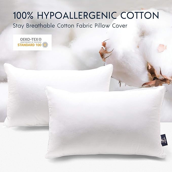 Phantoscope 12x20 Pillow Insert - Throw Pillow Insert with 100% Cotton Cover - Microfiber Lumbar Square Form Pillow Sham Stuffer - Couch Cushion Pillows, 1 Count (Pack of 1)