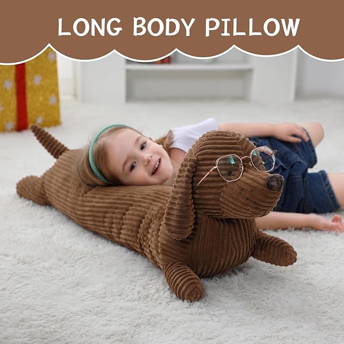 36 Inch Dachshund Dog Stuffed Animal Plush, Long Weiner Dog Body Pillow, Cute Funny Large Dachshund Toys Plushies Decor Ideal Gift for Kids
