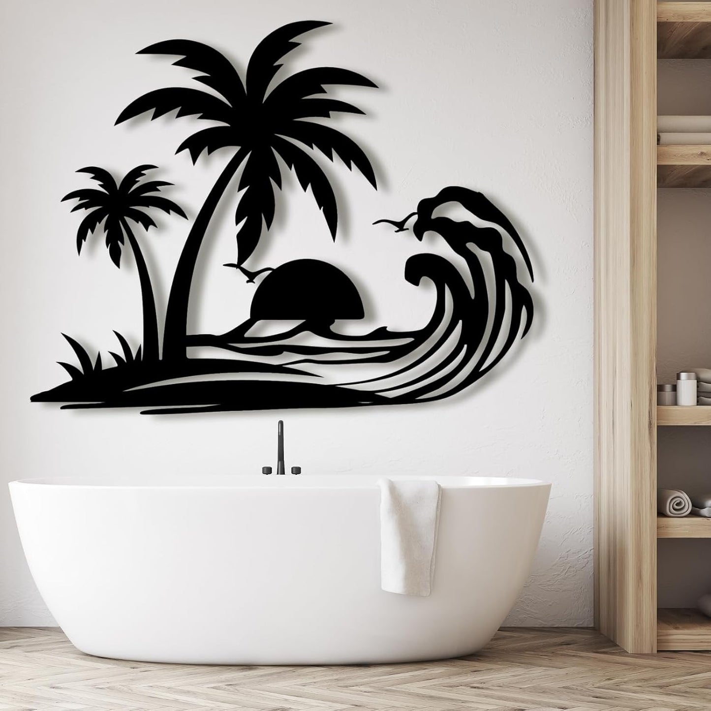 Palm Tree Metal Wall Decor,Palm Tree Metal Wall Art,Metal Palm Tree,Metal Palm Tree Wall Decor,Tropical Metal Wall Art,Beach Wall Decort,Metal Wall Decor (style 1,white,24 L" x 19 W" / 60 x 47 cm)