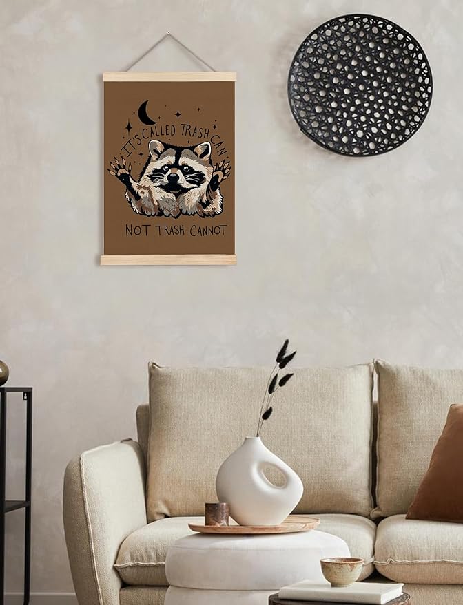 Foritho Funny Motivational Raccoon Poster Wall Art Framed, Raccoon Lovers Gifts, Funny Meme Trash Panda Animal Canvas Prints Wall Decor for Home Bedroom Dorm Office, 12x16 Inch