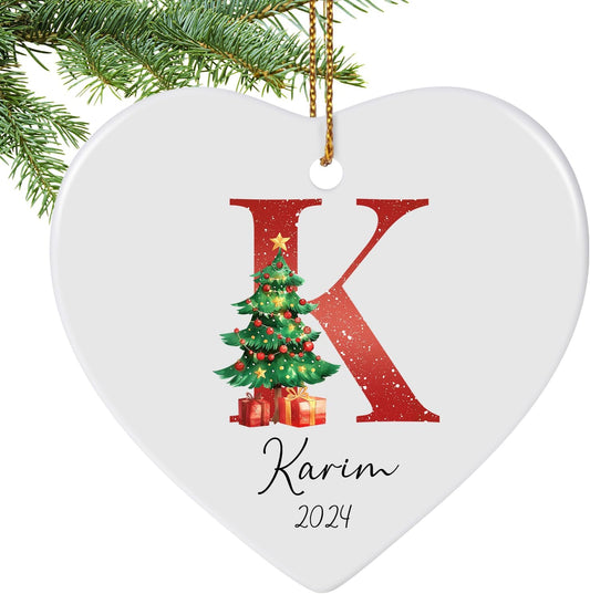 Name Ornaments for Christmas Tree, Personalized Christmas Ornaments, Custom Initial A-Z Monogram Ceramic Ornament 2025, Customized Gifts, Stocking Name Tags