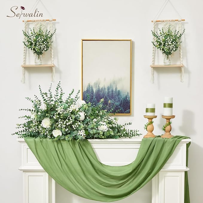 Serwalin 50Pcs Mixed Eucalyptus Greenery Stems 3 Kinds,Baby Breath Flowers Artificial Bulk with Faux Eucalyptus Stems Fake Greenery for DIY Bouquets Wedding Floral Arrangement Home Decor