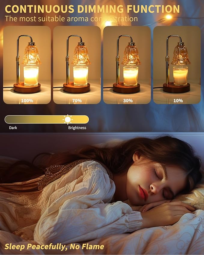 SupBri Tulip Candle Warmer Lamp, Adjustable Height, Dimmable Candle Warmer with Timer, Mom Womens Gifts for Birthday, Unique Home Decor Aesthetic (Gold)