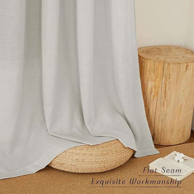 NICETOWN Linen Gray Window Curtains 84 inches Long, Grommet Thick Linen Blend Window Treatments Privacy Assured with Light Filtering for Bedroom/Living Room, W42 x L84