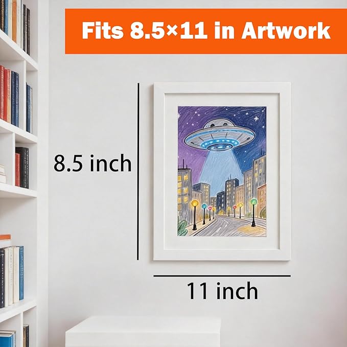 Kids Art Frames 8.5x11, 4-Pack Front Opening Changeable Picture Frames for Kids Artwork, Holds 150 Pieces Each, Artwork Storage and Wall Display Frame for Drawings, Portfolio, White