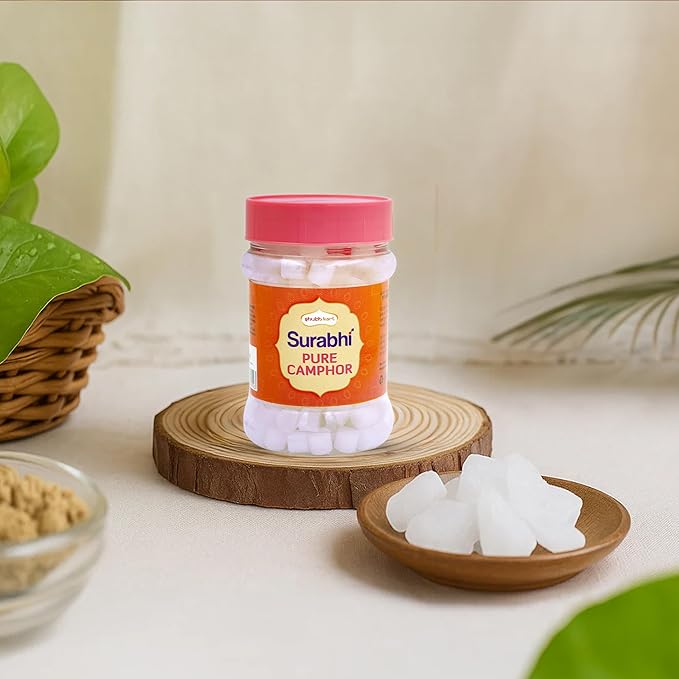 Shubhkart Surabhi 100% Pure Camphor Crystals or Aromatherapy, Incense, Odor Eliminator, Puja (Surabhi Camphor, 100 g)