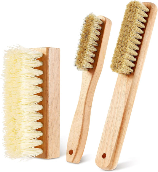 3 Pcs Wood Laundry Stain Brush Stain Remover Brushes with Boar Bristle Small Stain Brush for Clothes for Scrubbing Stains from Furniture Fabric Leather(3 Pcs D)