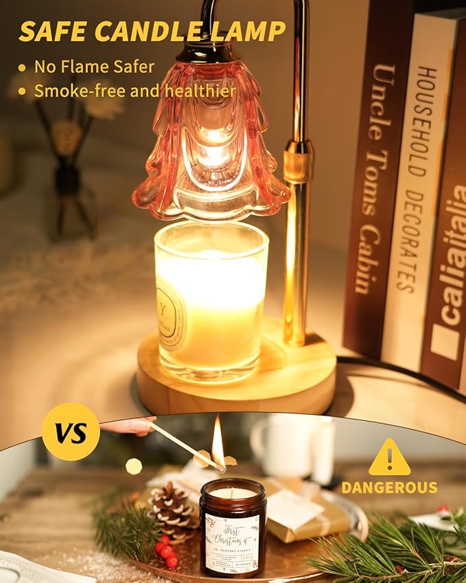 SupBri Candle Warmer Lamp with Timer for Scented jar Candles, Adjustable Height and Dimmable, Mothers Day Birthday Gift for Women Her Mom, House Warming Gifts New Home Decor (Pink)