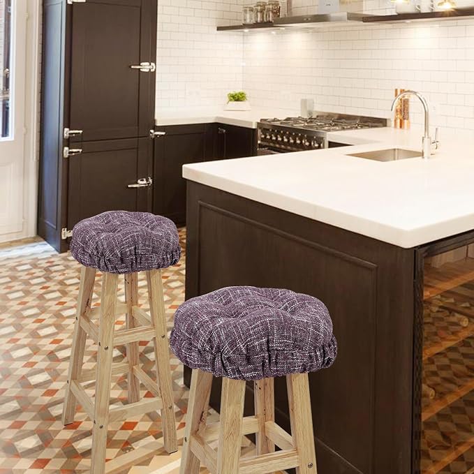 SINOSSO Modern Bar Stool Cushion Dia.12, Fashion Interweaving Design Anti-Skid Silicone Round Stool Seat Cushion Cover Padded (Purple, S,1)