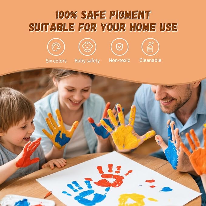 VidwanHome Family Handprint & Hand Casting Kit – DIY Keepsake Frame, Wooden Frame & 5 Acrylic Sheets – Capture Baby Footprints or Family Prints –Christmas Gift for Grandparents & New Parents (White)