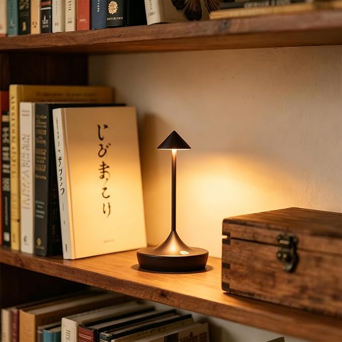 Rechargeable Cordless Table Lamp, Battery Operated LED Lamps | 3-Color Stepless Dimmable, Portable IP54 Waterproof Outdoor Lamps for Patio Dining Bar Home Office (2-Pack Black Mini)