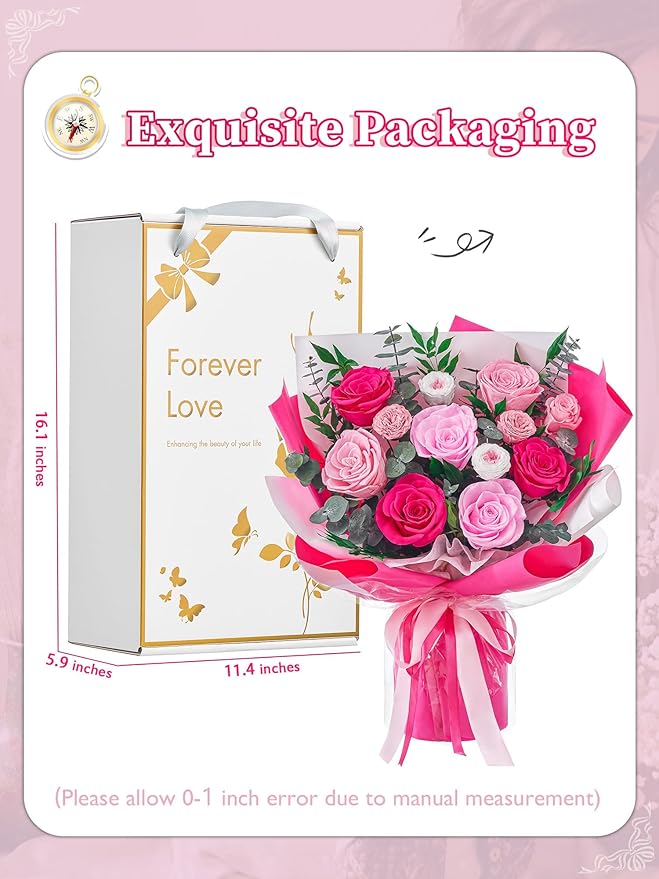 Flowers for Delivery Prime Forever Flowers Preserved Roses Bouquets Purple Flower Birthday Gifts for Women Valentine's Day Mothers Day Graduation