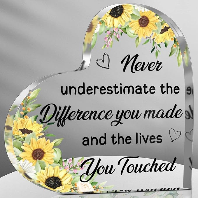 Yinder Thank You Gifts for Women Appreciation Gifts for Coworker Employee Nurse Teacher Leader Boss Inspirational Quotes Acrylic Desk Decor for Home Office Farewell Retirement