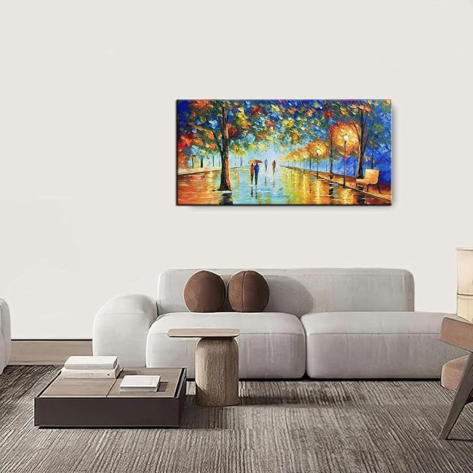 Tyed art- Large Modern Wall Art , handpainted Canvas Paintings Landscape ,Framed Textured Wall Art Painting,Abstract Landscape Artworks ,Home Wall art Living room bedroom bedside sofa background Wall Decor , 60 by30 inch