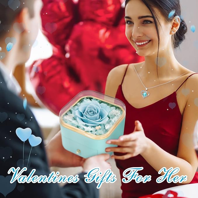 Beferr Gifts for Mom Preserved Real Rose with Necklace Eternal Roses Forever Flowers for Delivery Christmas Anniversary Birthday Mothers Day Flower Gifts for Women Her Grandma Wife Daughter Girlfriend